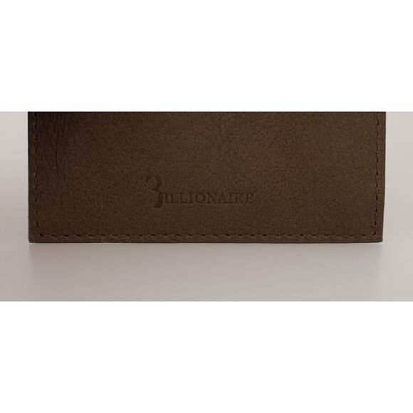Billionaire Italian Couture Leather Card Holder Wallet Men Brown Wallets - Picture 5 of 6